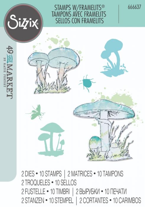 Sizzix - 49 & Market - Framelits dies & clear stamp - Painted pencil Mushrooms