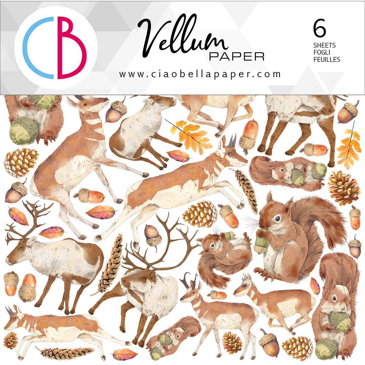 Ciao Bella - Into the wild -  Fussy Cut Vellum - Paper Pad  - 6 x 6"