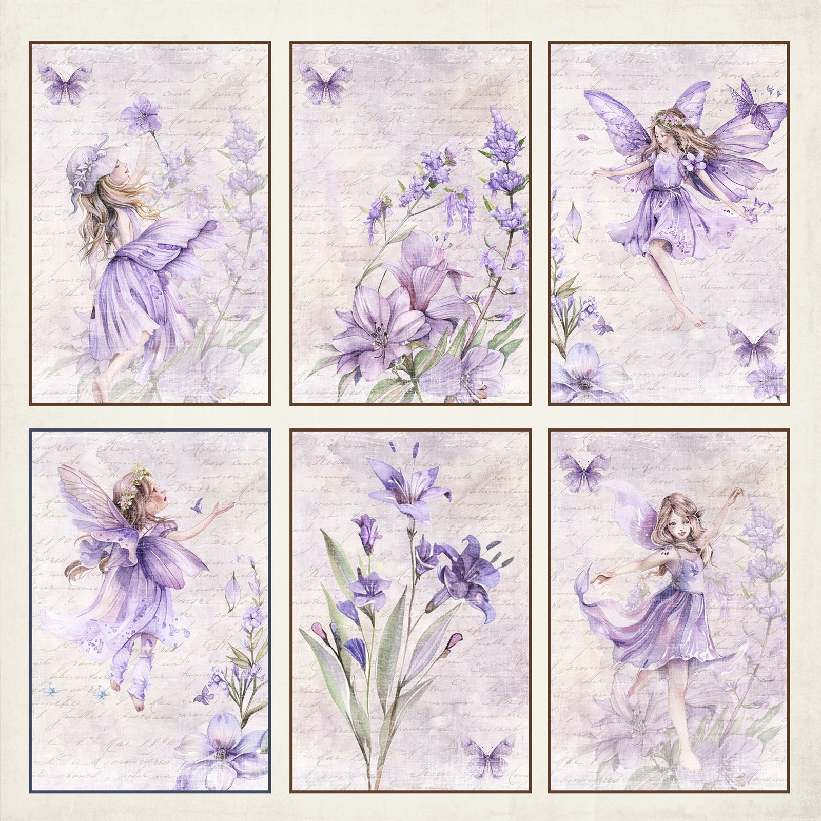 Reprint - Fairies - Cards Flowers - 12 x 12"