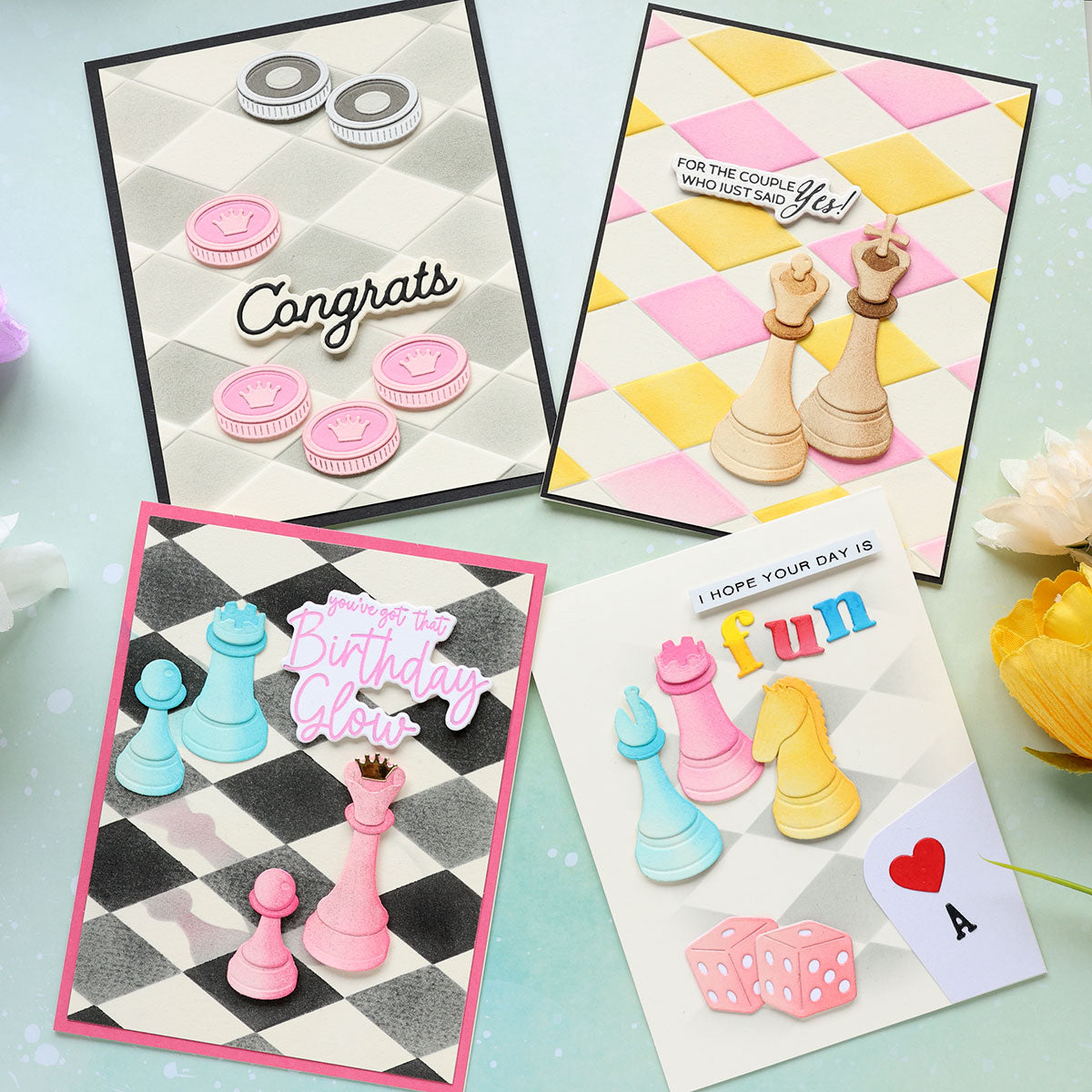 Spellbinders - Checkmate - Layered Stencil - Harlequin