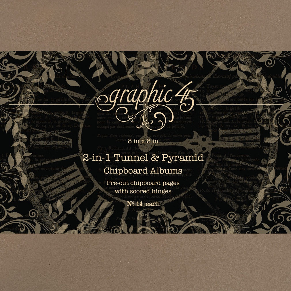 Graphic 45 - Staples Chipboard Album - 2 In 1 Tunnel & Pyramid - 8 x 8"