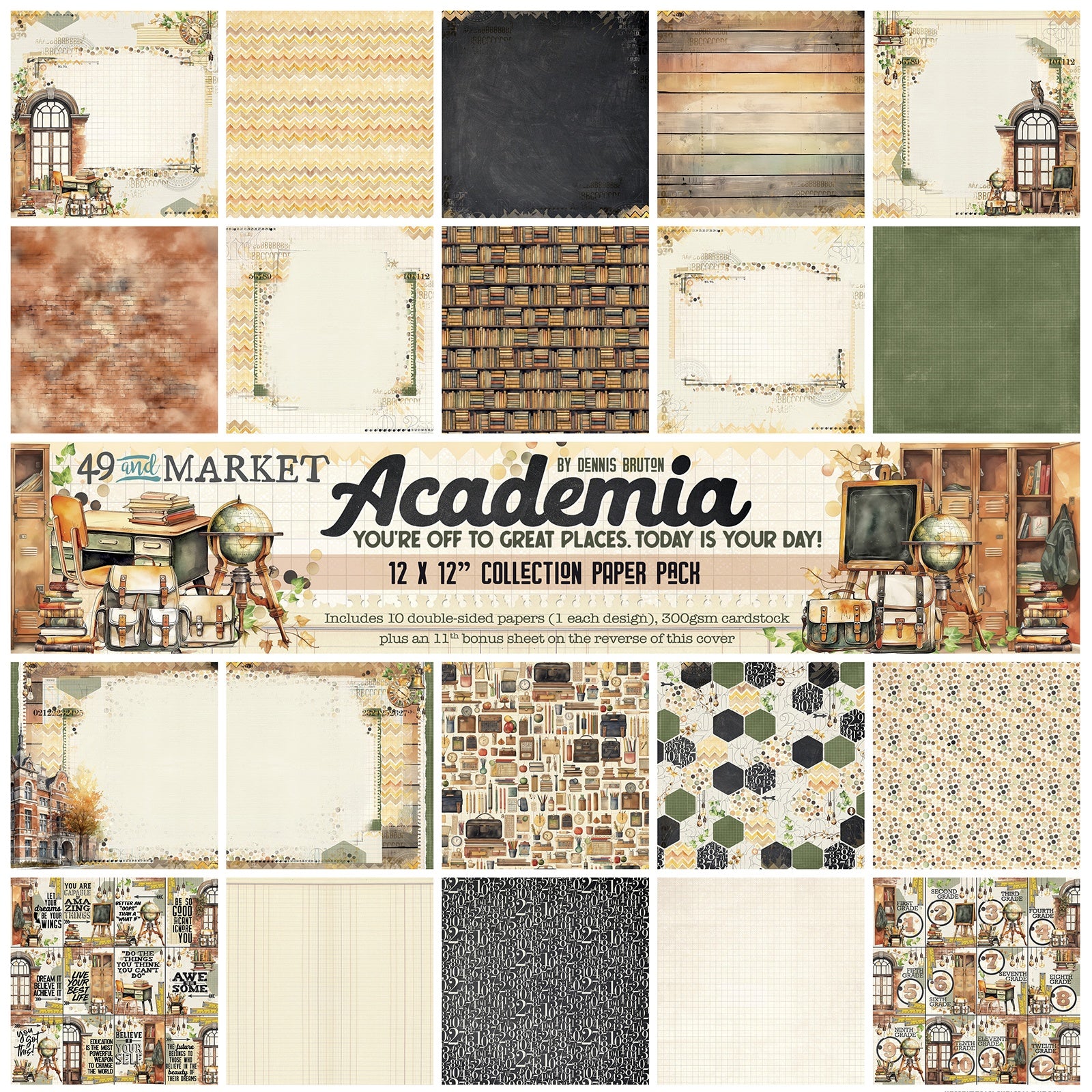 49 and Market - Academia Collection -   12 x 12"