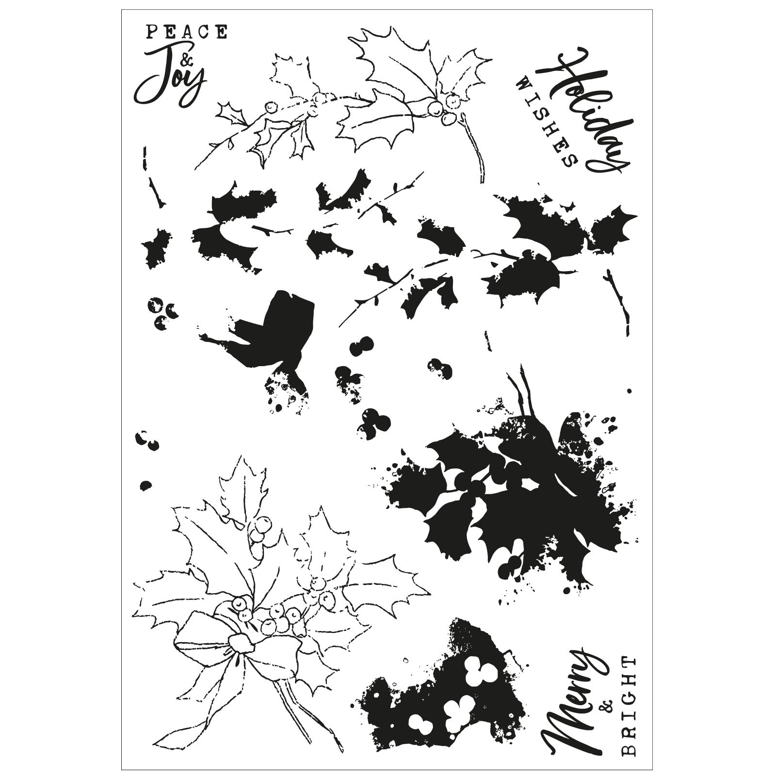 Sizzix - 49 & Market - Framelits dies & clear stamp - Pencil line holly