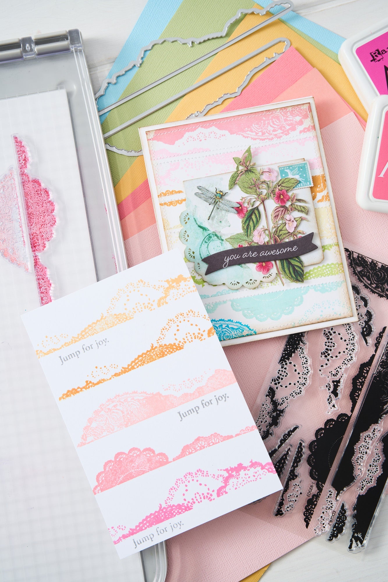 Sizzix - 49 & Market - Framelits dies & clear stamp - Doily Edgers