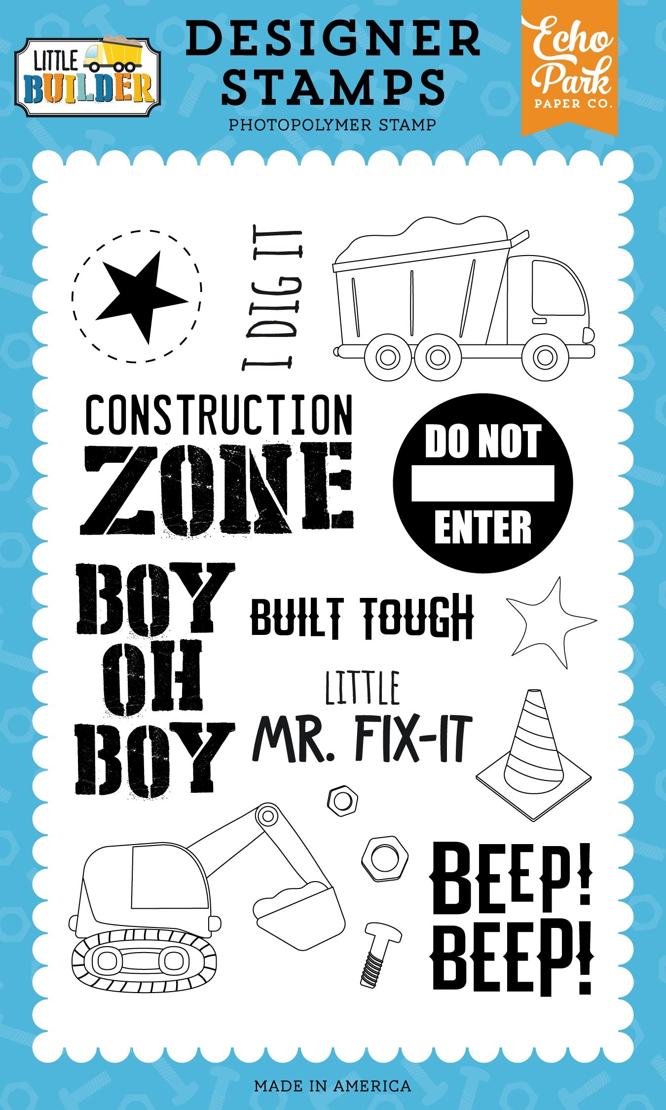Echo Park - Little builder - Construction zone - Clear Stamp set