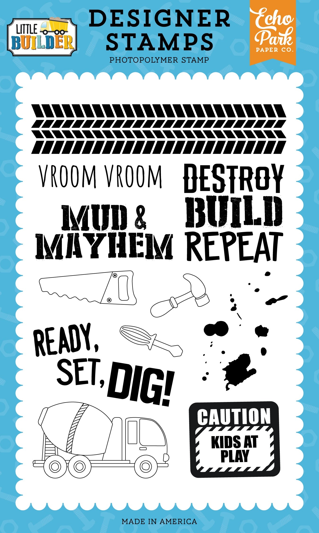 Echo Park - Little builder - Tire track - Clear Stamp set