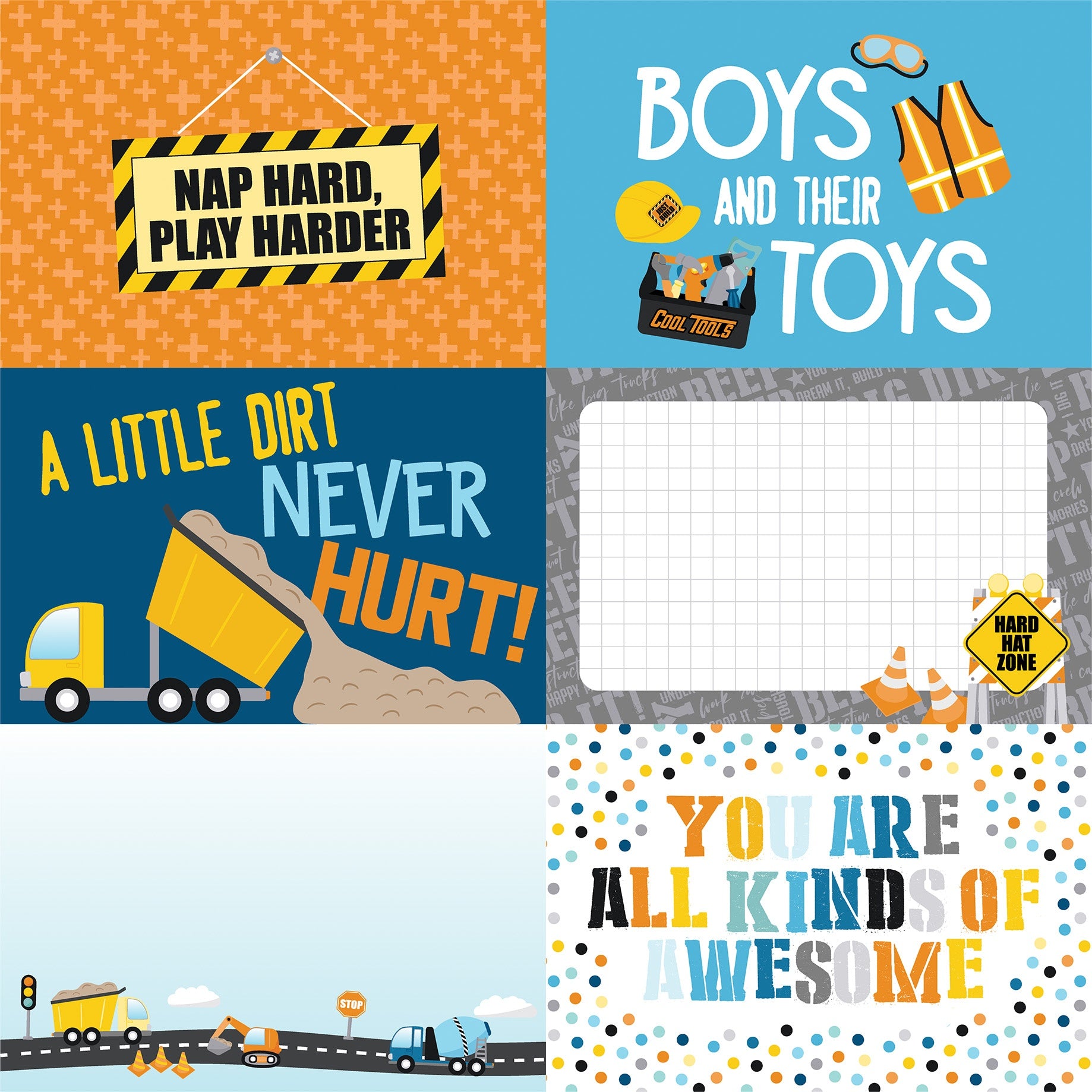 Echo Park - Little Builder - 6x4" Journaling Cards - 12 x 12"