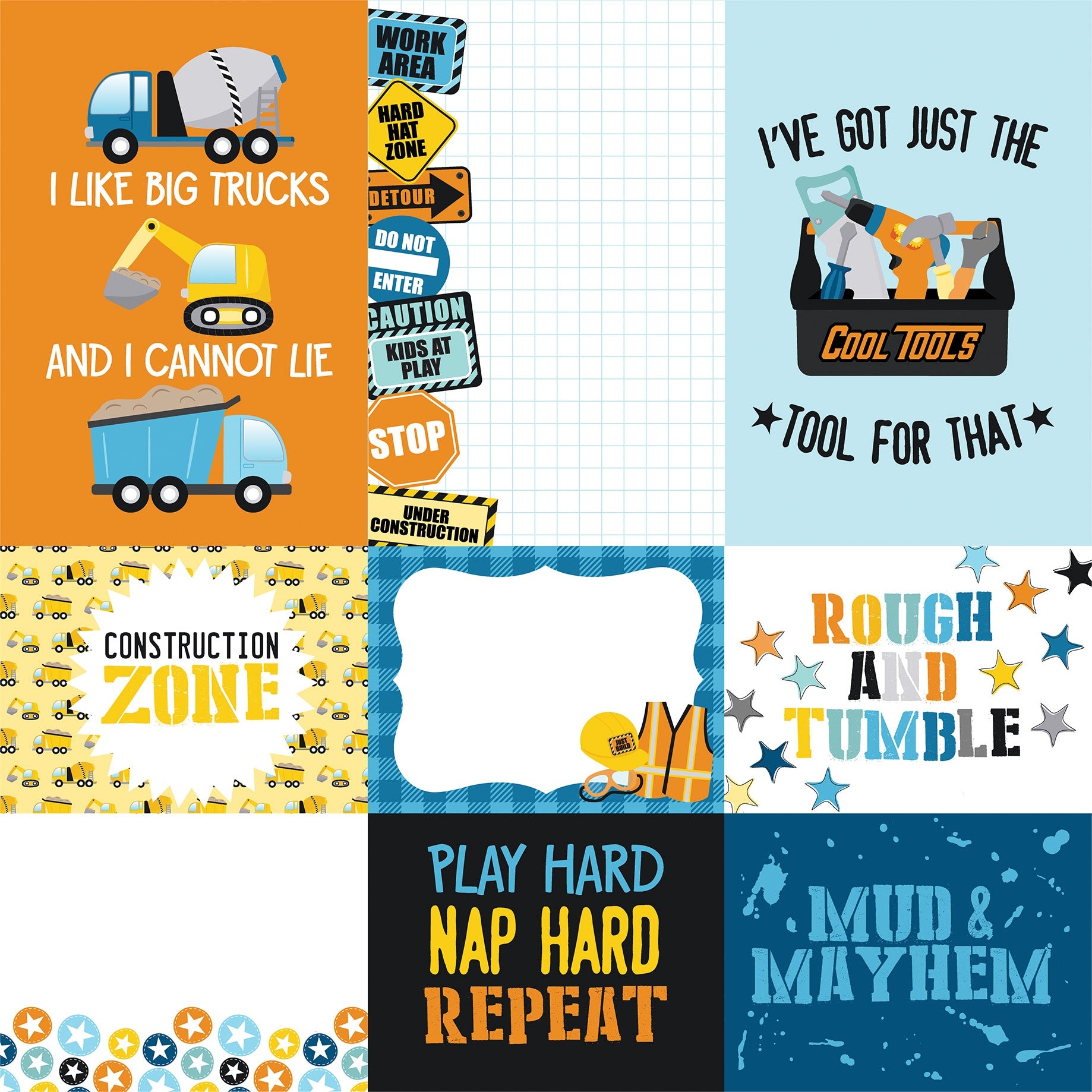 Echo Park - Little Builder - Multi Journaling Cards - 12 x 12"