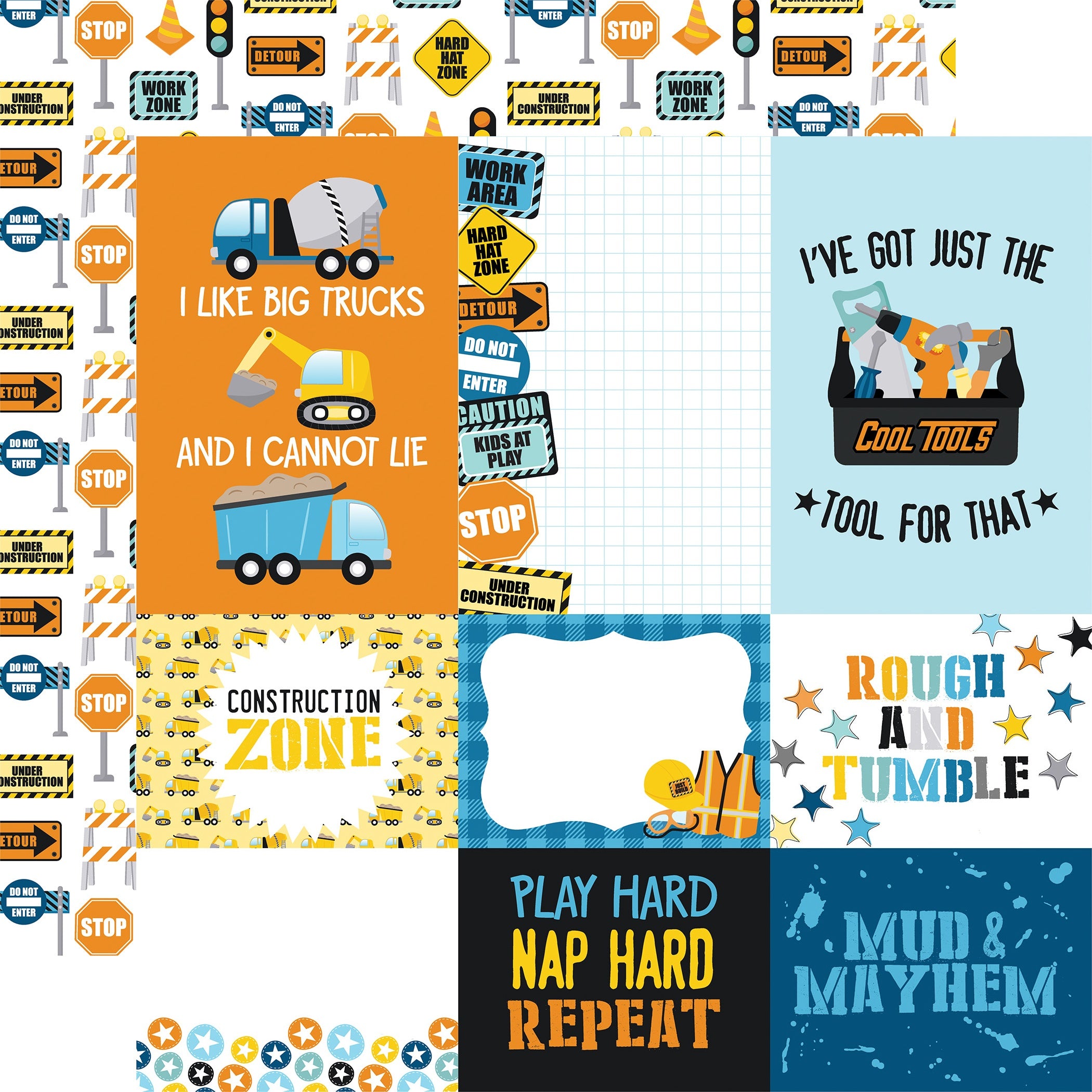 Echo Park - Little Builder - Multi Journaling Cards - 12 x 12"