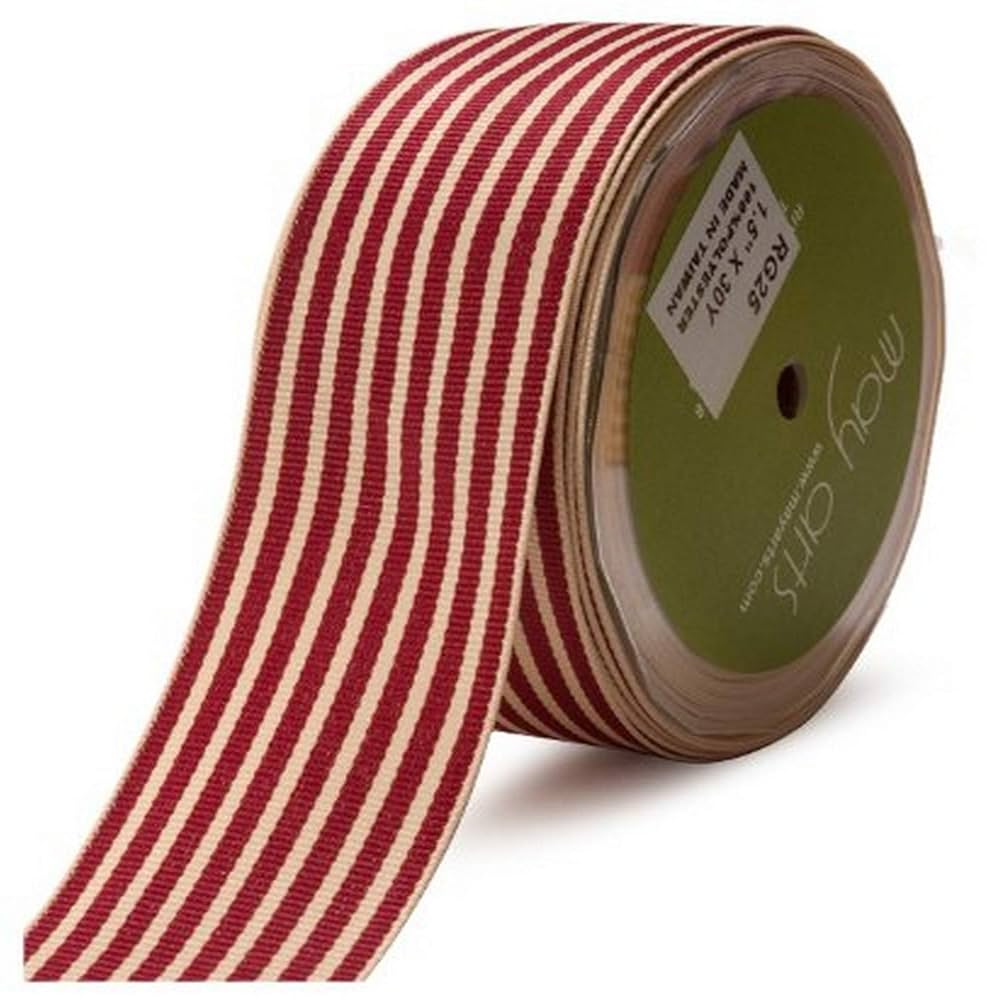 May Arts - Burgundy Grosgrain Stripes - (metersvis)