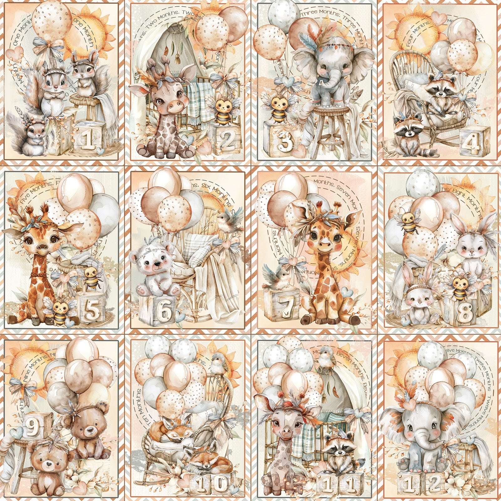 49 and Market - Little Dreamer - Milestones -  12 x 12"