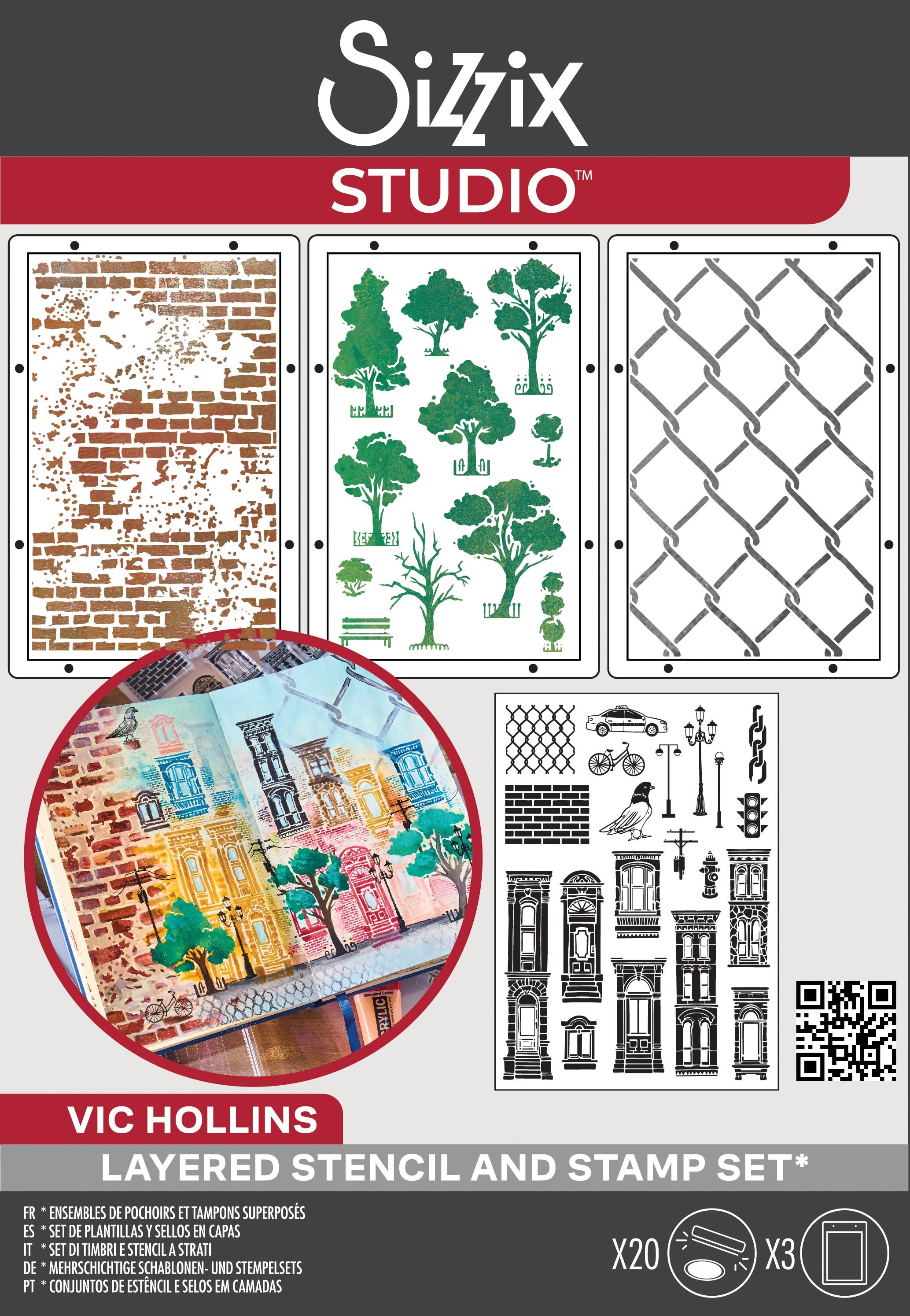 Sizzix - Studio stamp and stencil set - City life