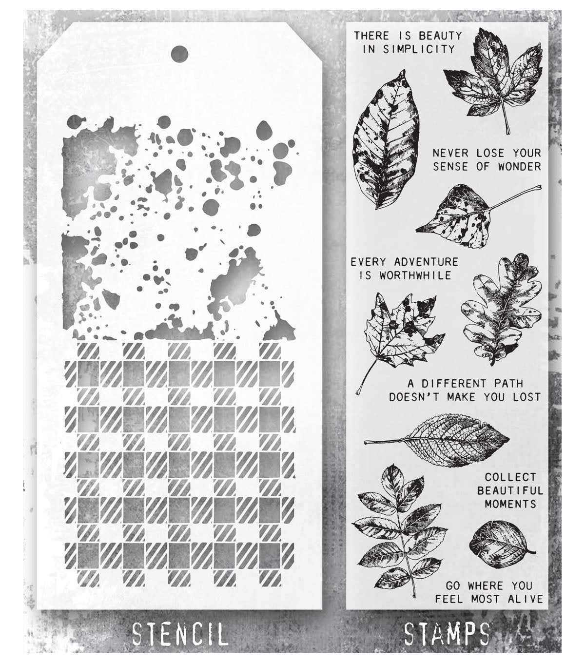 Tim Holtz - Mixed Media Set - Stamp/Stencil - Nature's Wonder