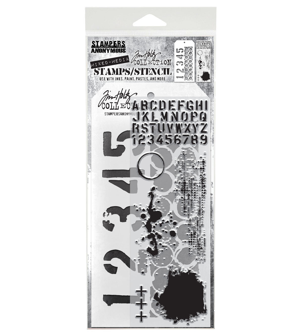 Tim Holtz - Mixed Media Set - Stamp/Stencil - Grunged