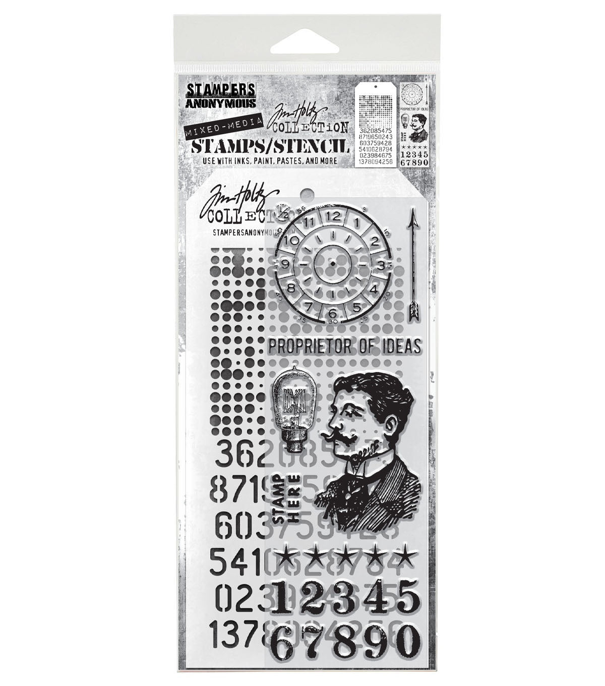 Tim Holtz - Mixed Media Set - Stamp/Stencil - Noble Gent