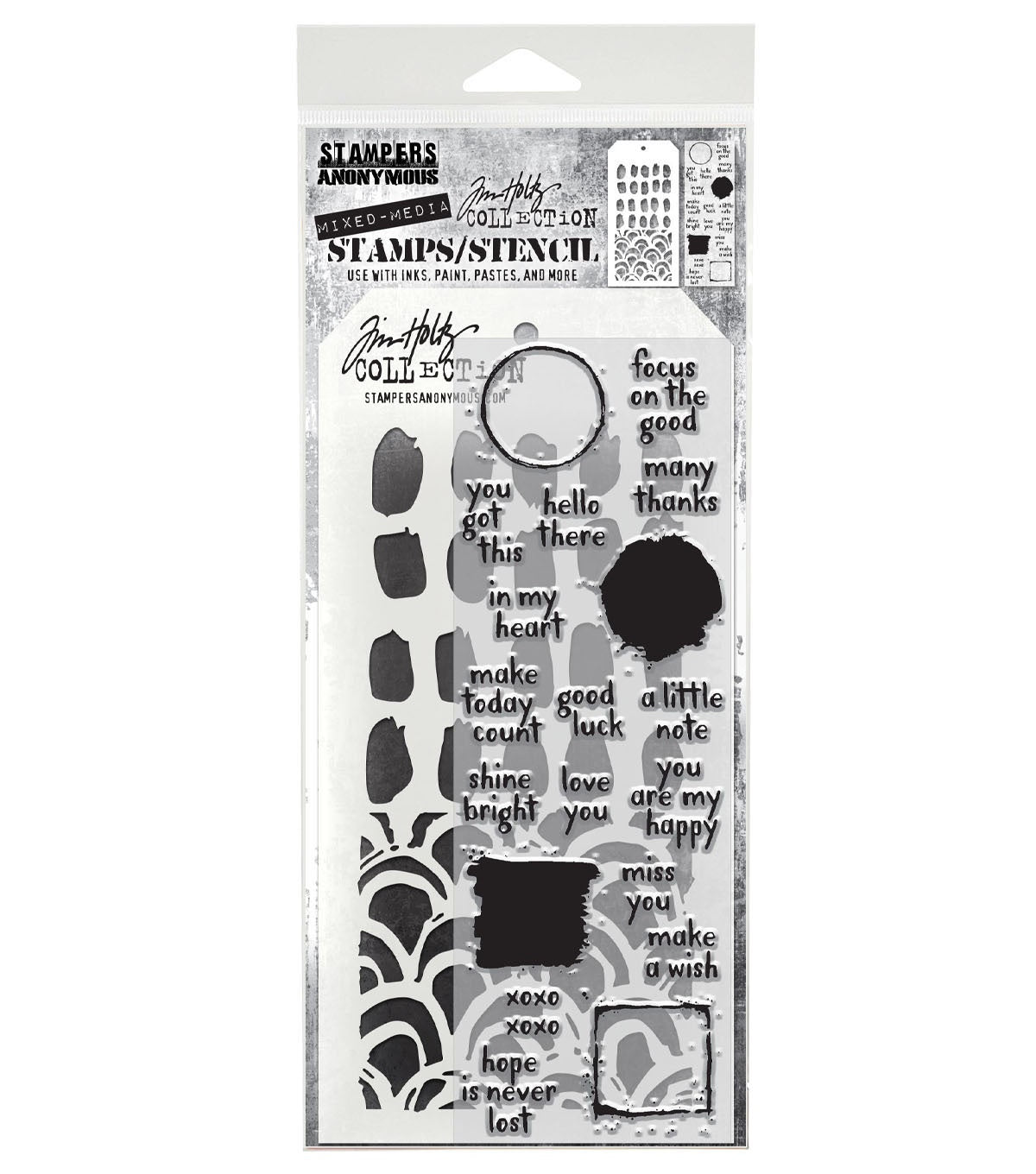 Tim Holtz - Mixed Media Set - Stamp/Stencil - Note Quotes