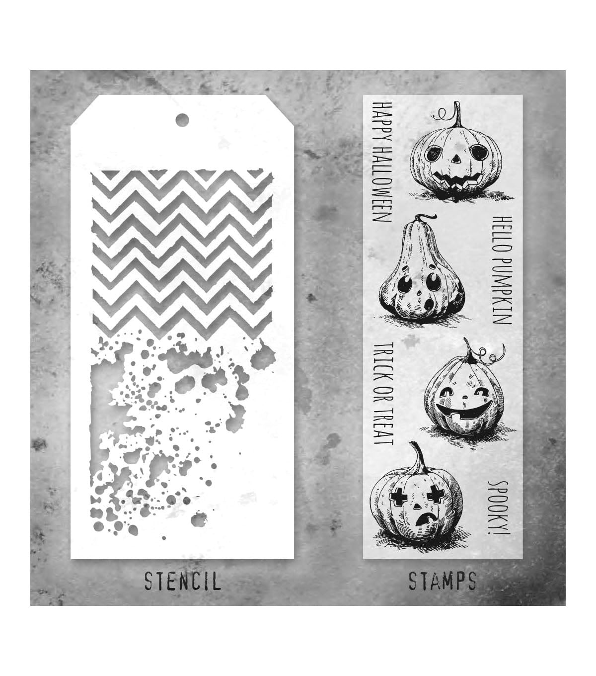 Tim Holtz - Mixed Media Set - Stamp/Stencil - Pumpkinhead