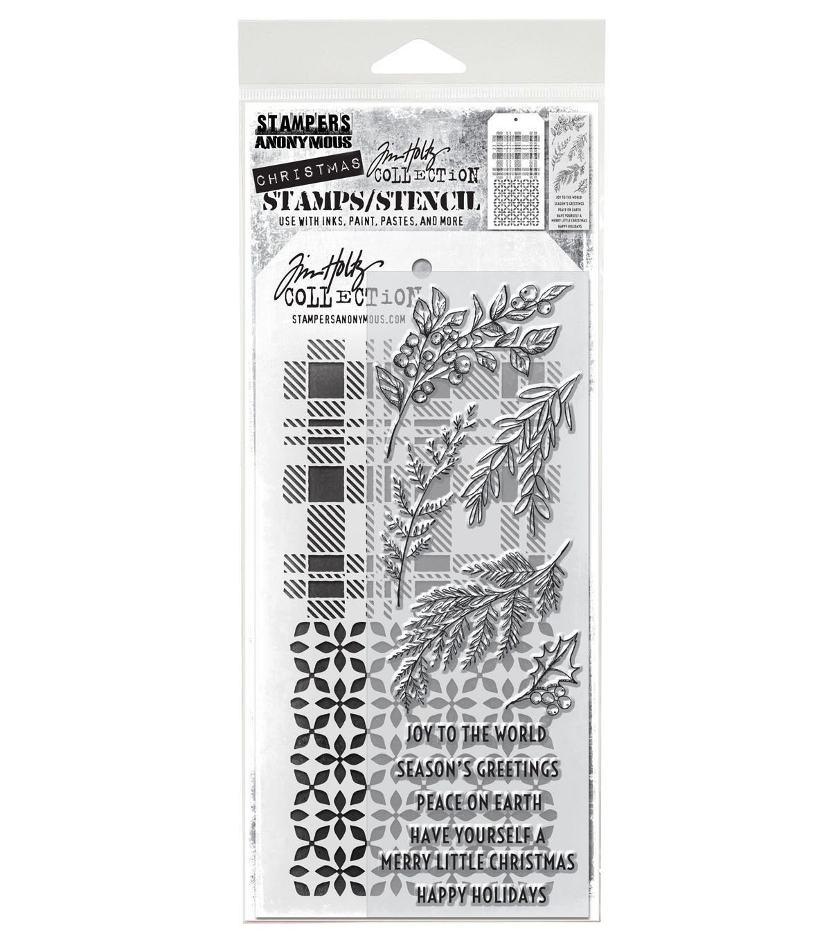 Tim Holtz - Mixed Media Set - Stamp/Stencil - Sketch Greenery