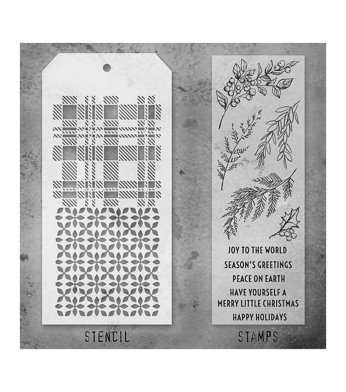 Tim Holtz - Mixed Media Set - Stamp/Stencil - Sketch Greenery