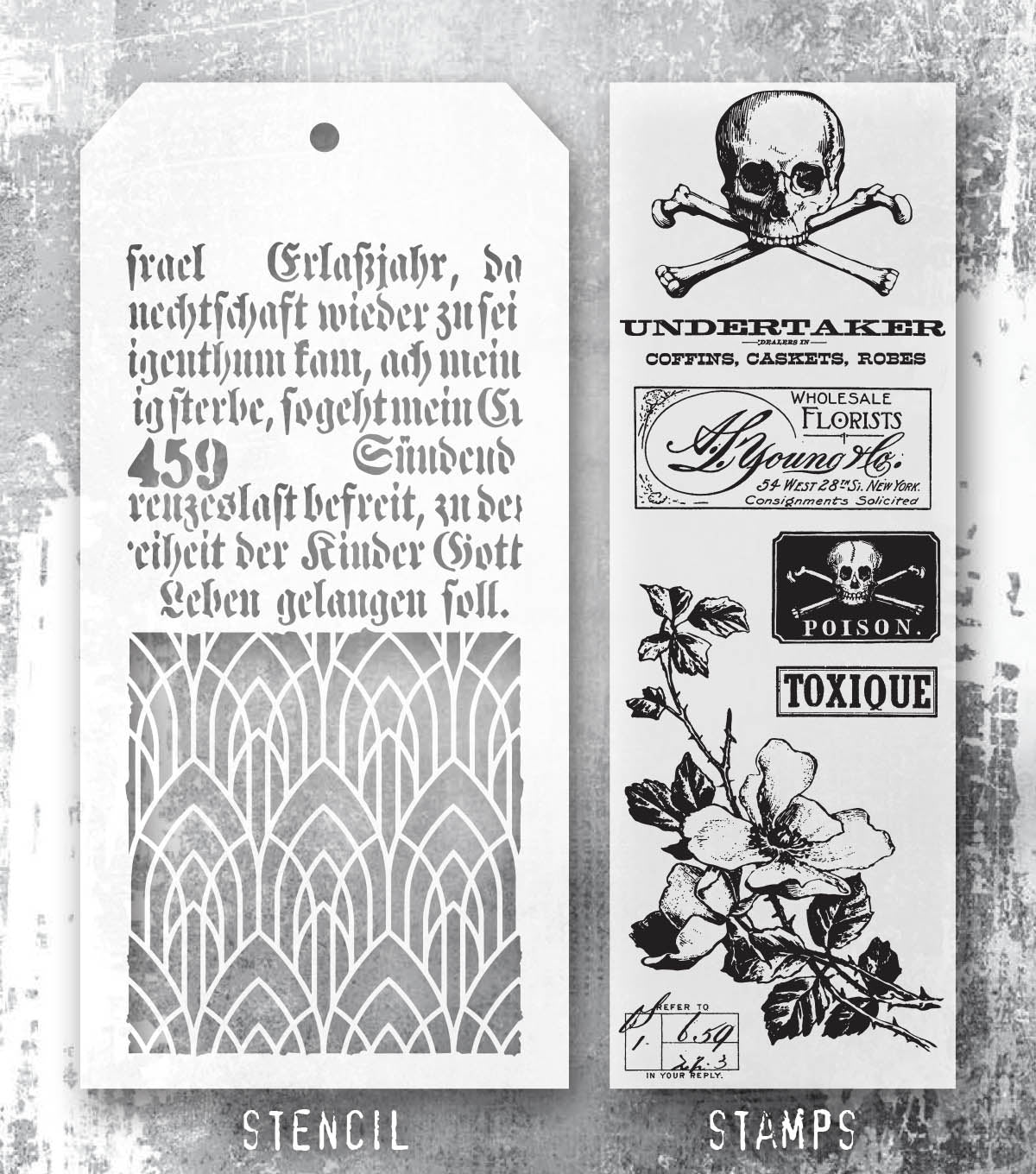 Tim Holtz - Mixed Media Set - Stamp/Stencil - Undertaker