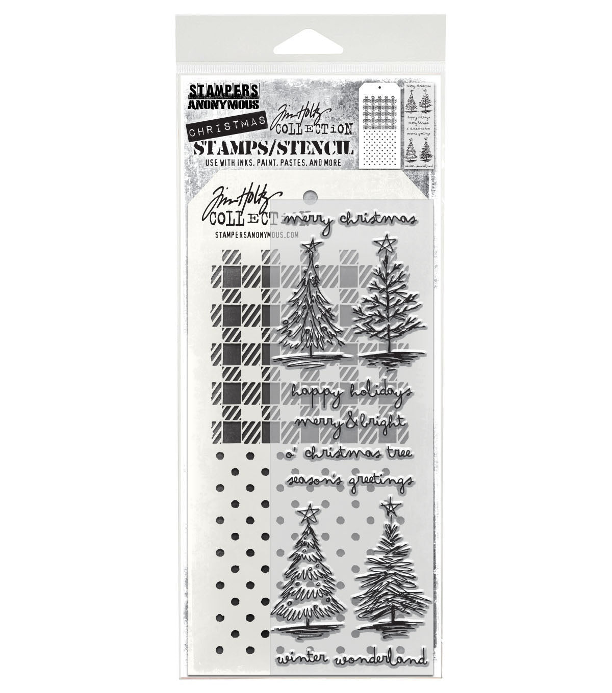 Tim Holtz - Mixed Media Set - Stamp/Stencil - Scribbly Christmas