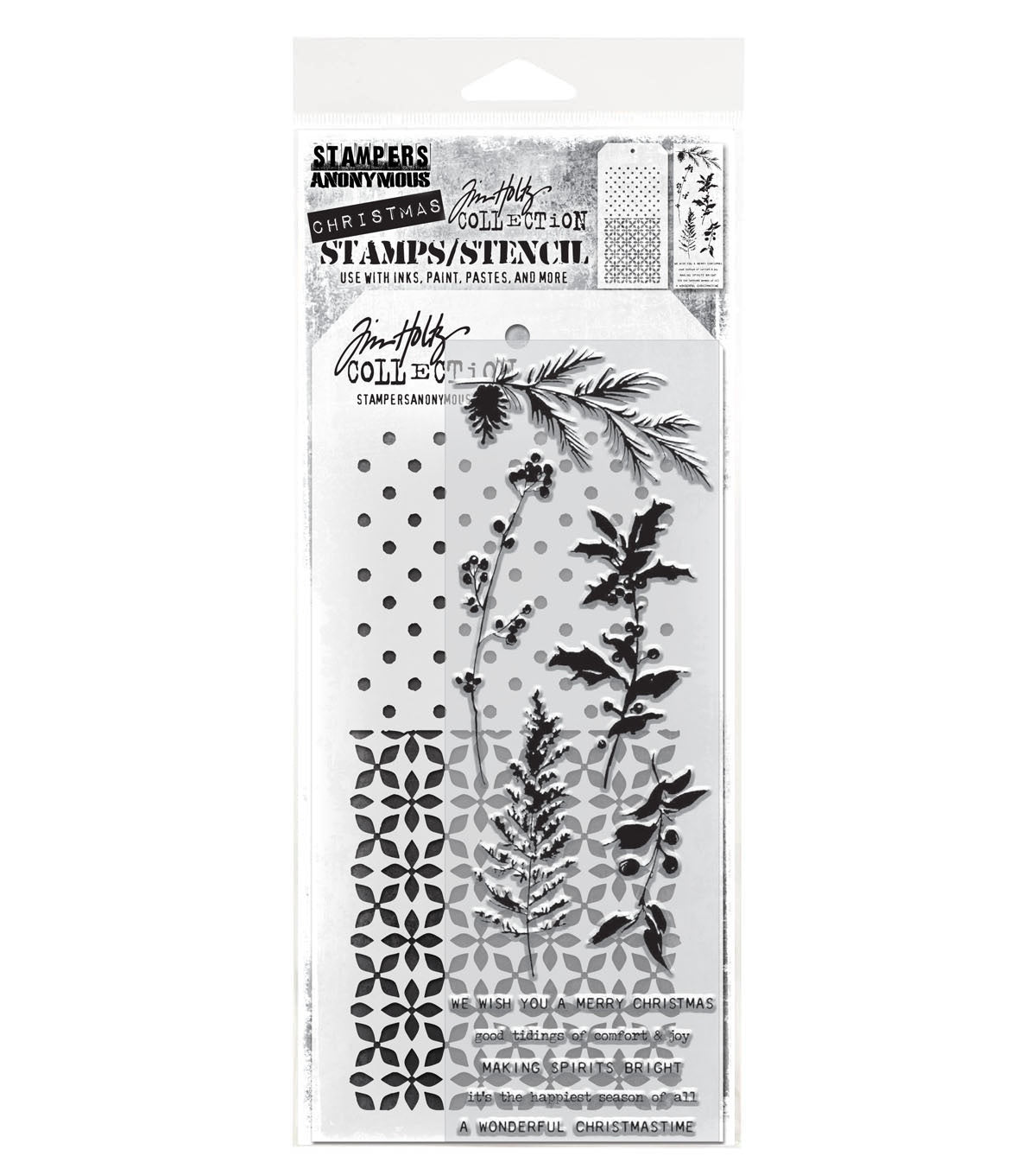 Tim Holtz - Mixed Media Set - Stamp/Stencil - Winter Watercolor