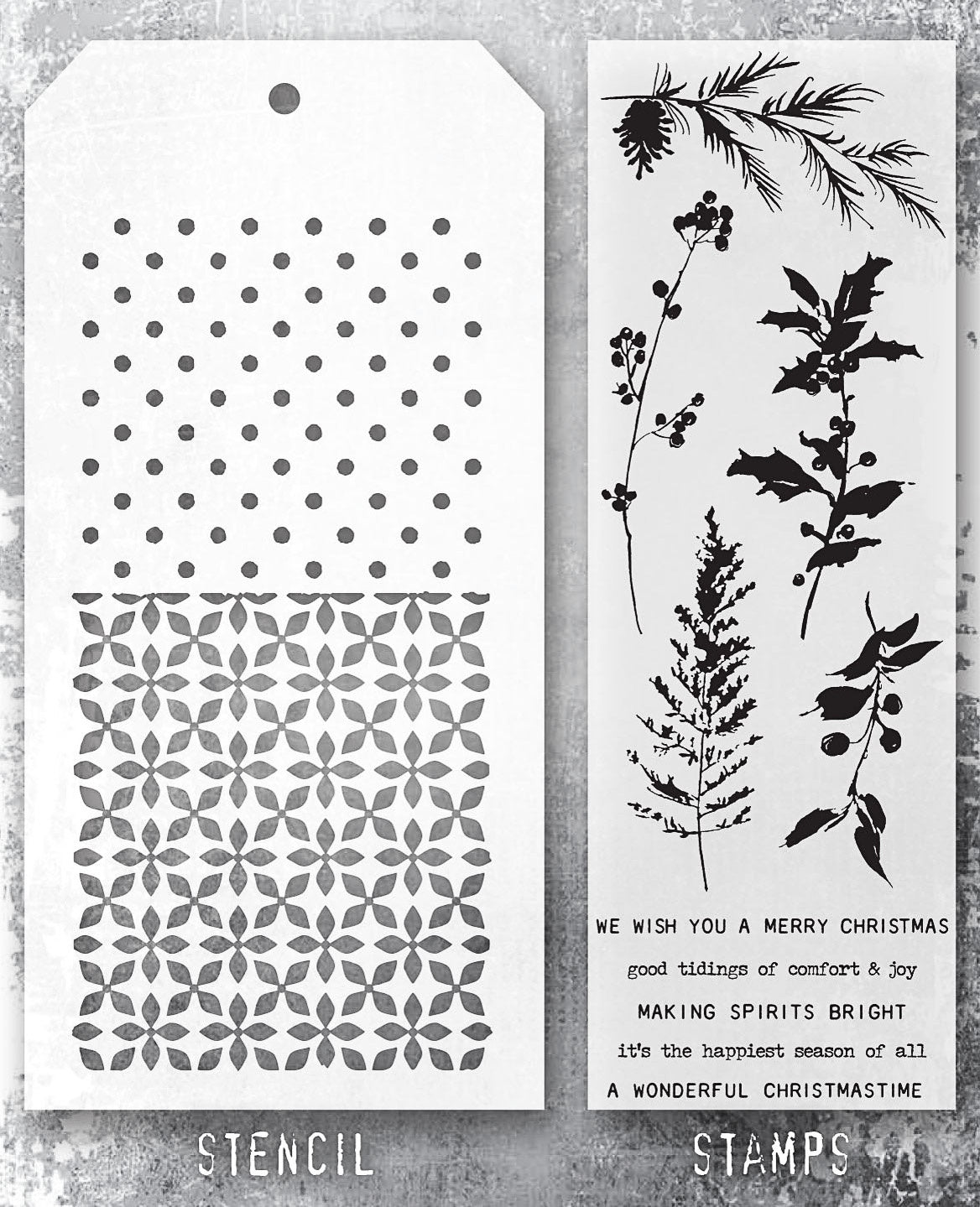 Tim Holtz - Mixed Media Set - Stamp/Stencil - Winter Watercolor