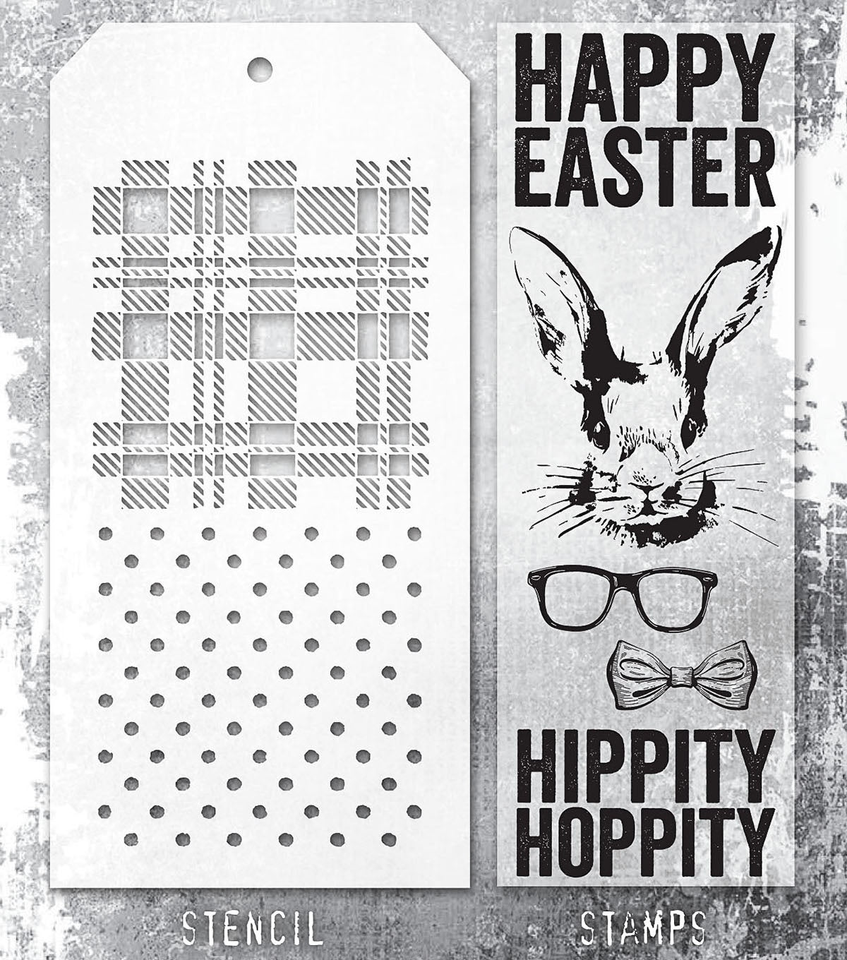 Tim Holtz - Mixed Media Set - Stamp/Stencil - Hipster Bunny