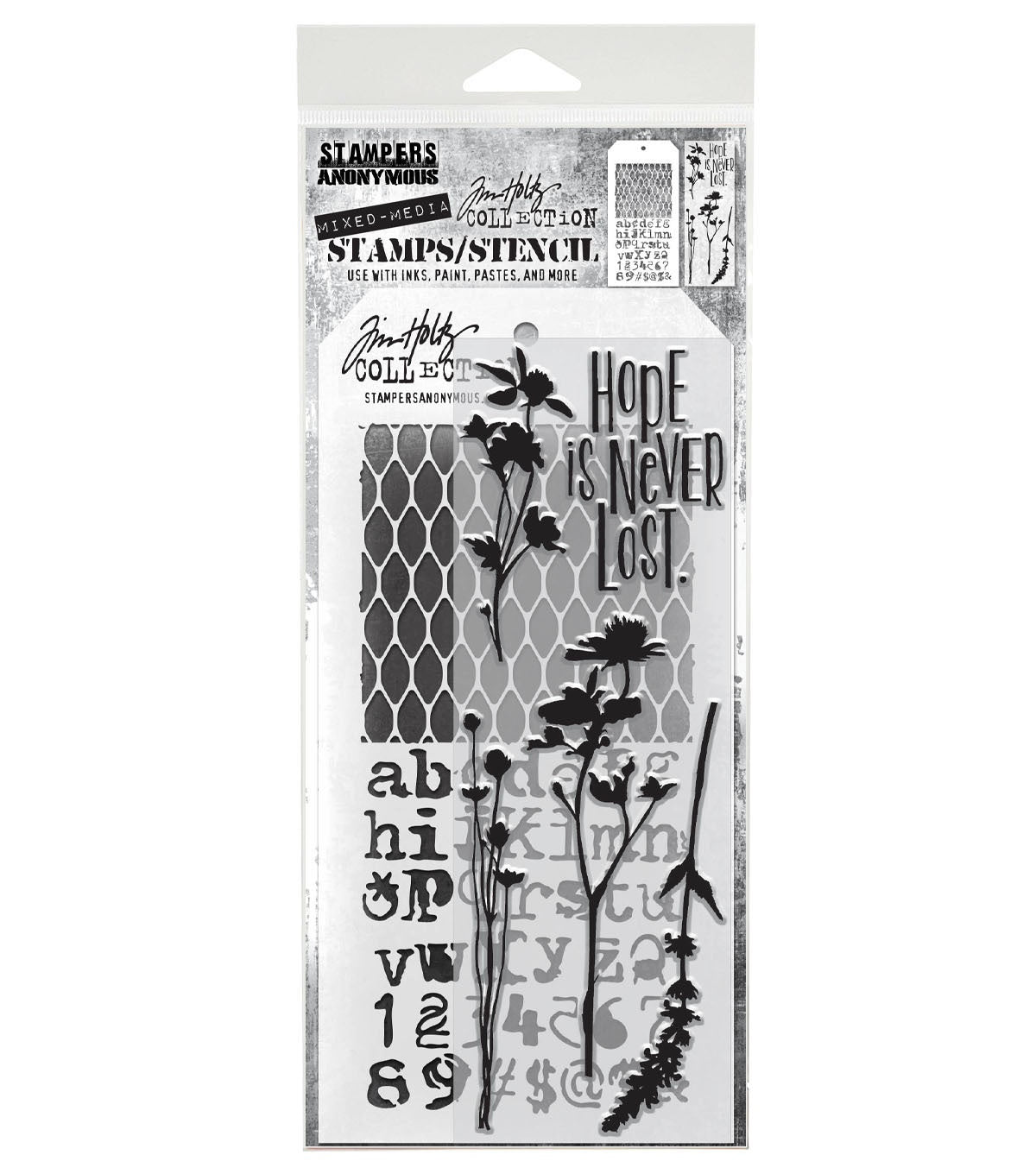 Tim Holtz - Mixed Media Set - Stamp/Stencil - Wildflowers