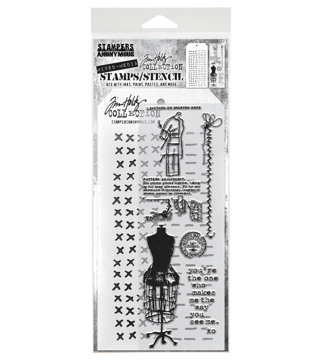 Tim Holtz - Mixed Media Set - Stamp/Stencil - Haberdashery
