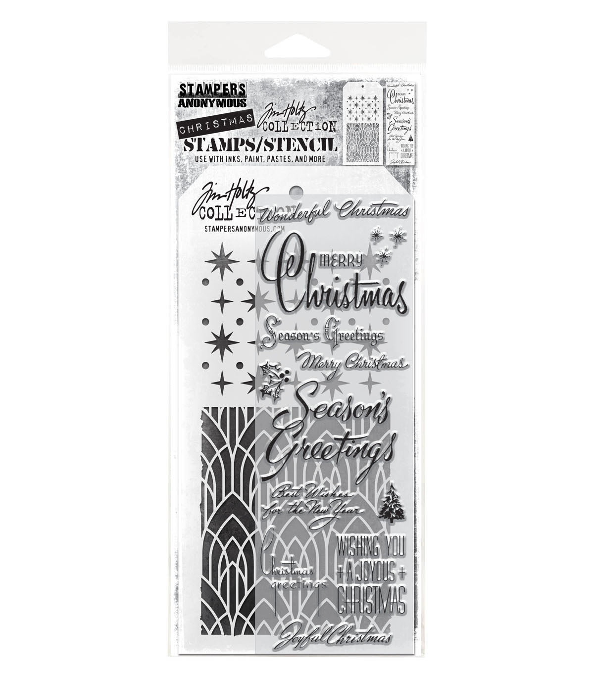 Tim Holtz - Mixed Media Set - Stamp/Stencil - Christmastime