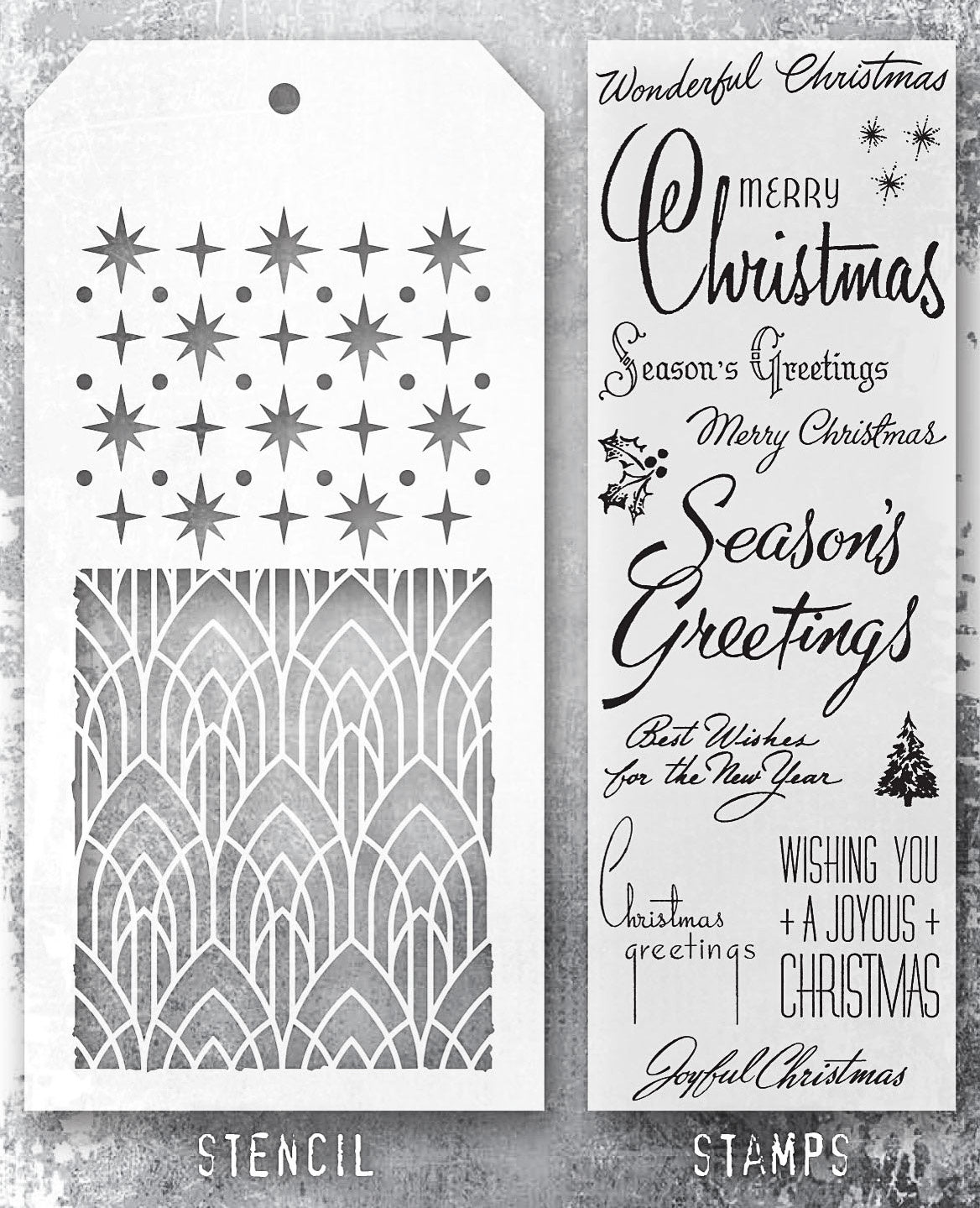 Tim Holtz - Mixed Media Set - Stamp/Stencil - Christmastime