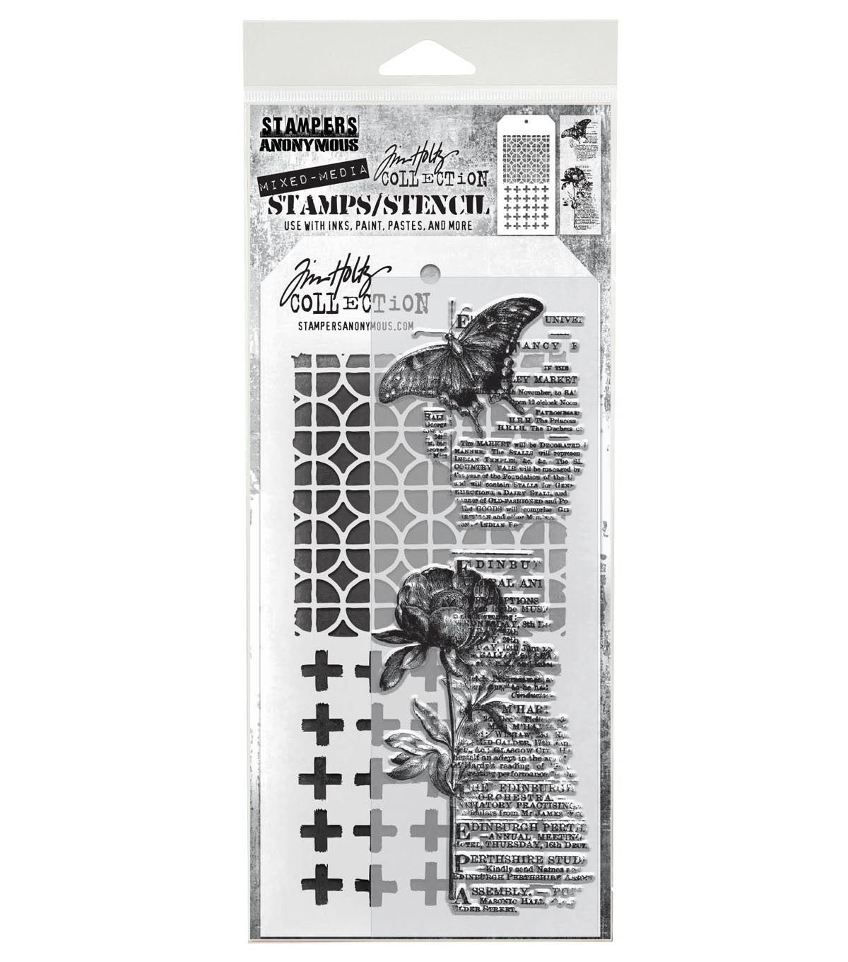 Tim Holtz - Mixed Media Set - Stamp/Stencil - Botanic Collage