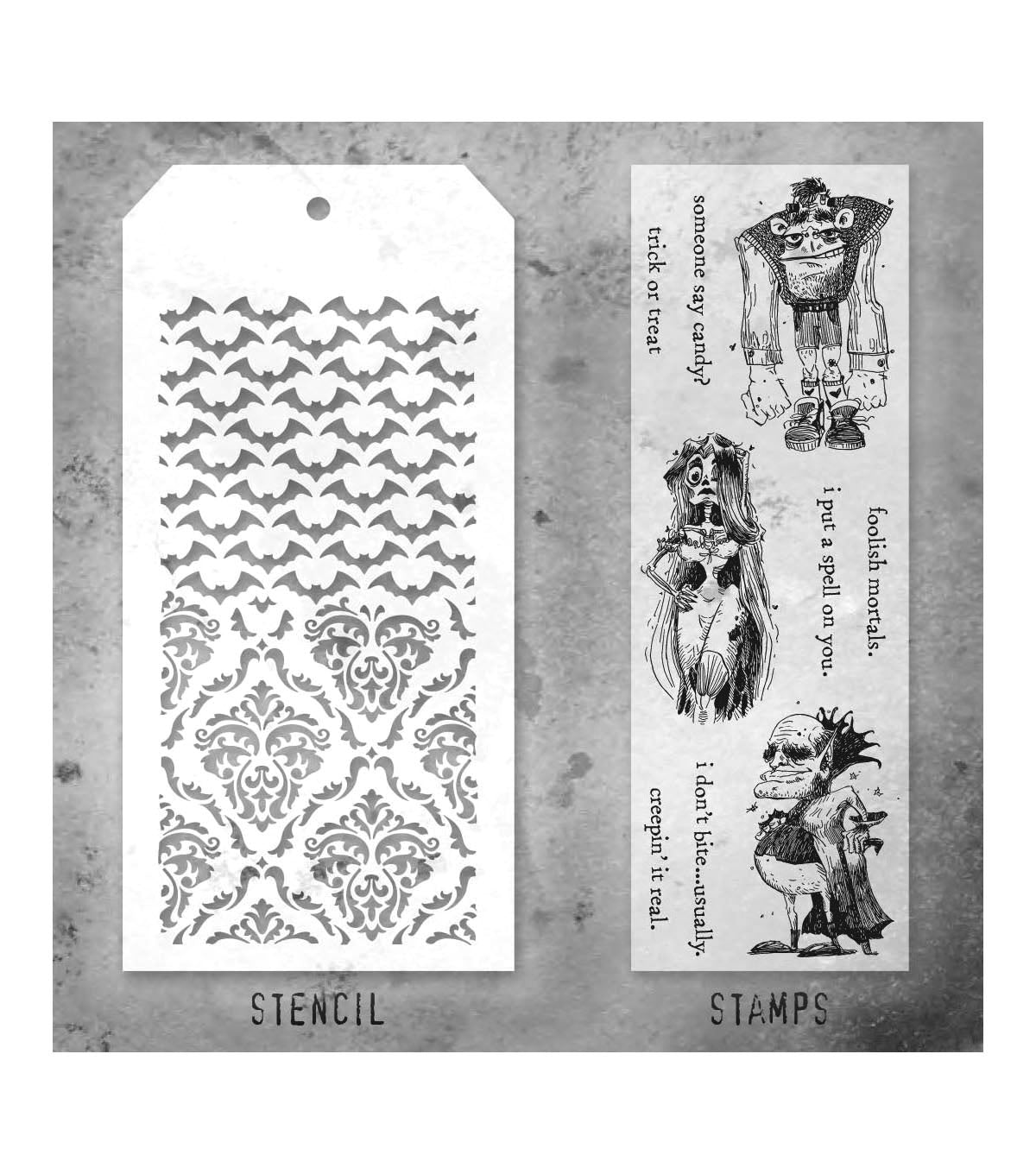 Tim Holtz - Mixed Media Set - Stamp/Stencil - Monster Reunion