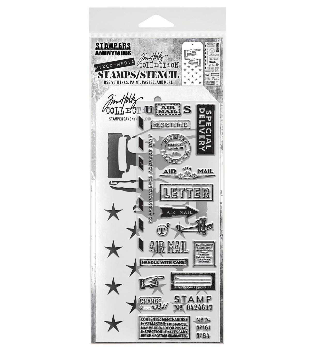 Tim Holtz - Mixed Media Set - Stamp/Stencil - Correspondence