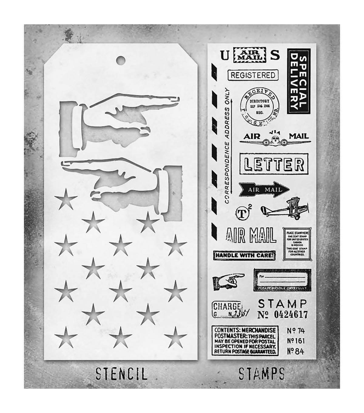 Tim Holtz - Mixed Media Set - Stamp/Stencil - Correspondence
