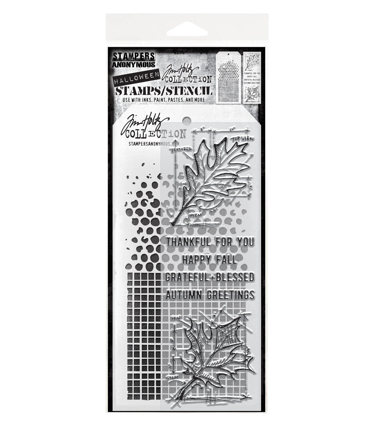 Tim Holtz - Mixed Media Set - Stamp/Stencil - Autumn