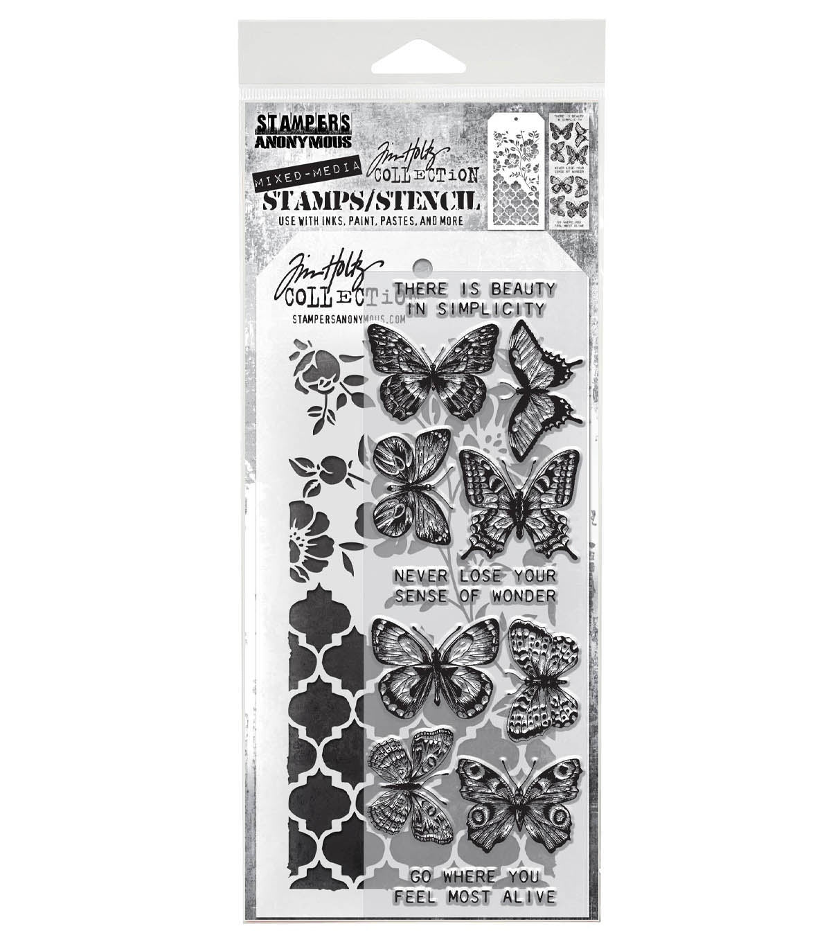 Tim Holtz - Mixed Media Set - Stamp/Stencil - Flutter
