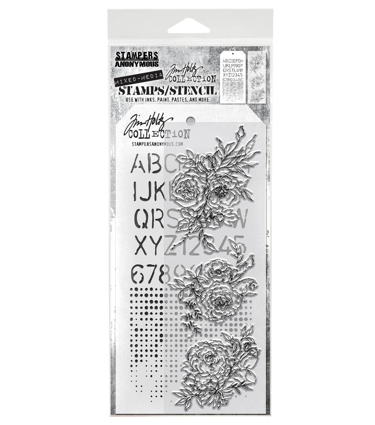 Tim Holtz - Mixed Media Set - Stamp/Stencil - Floral Outlines