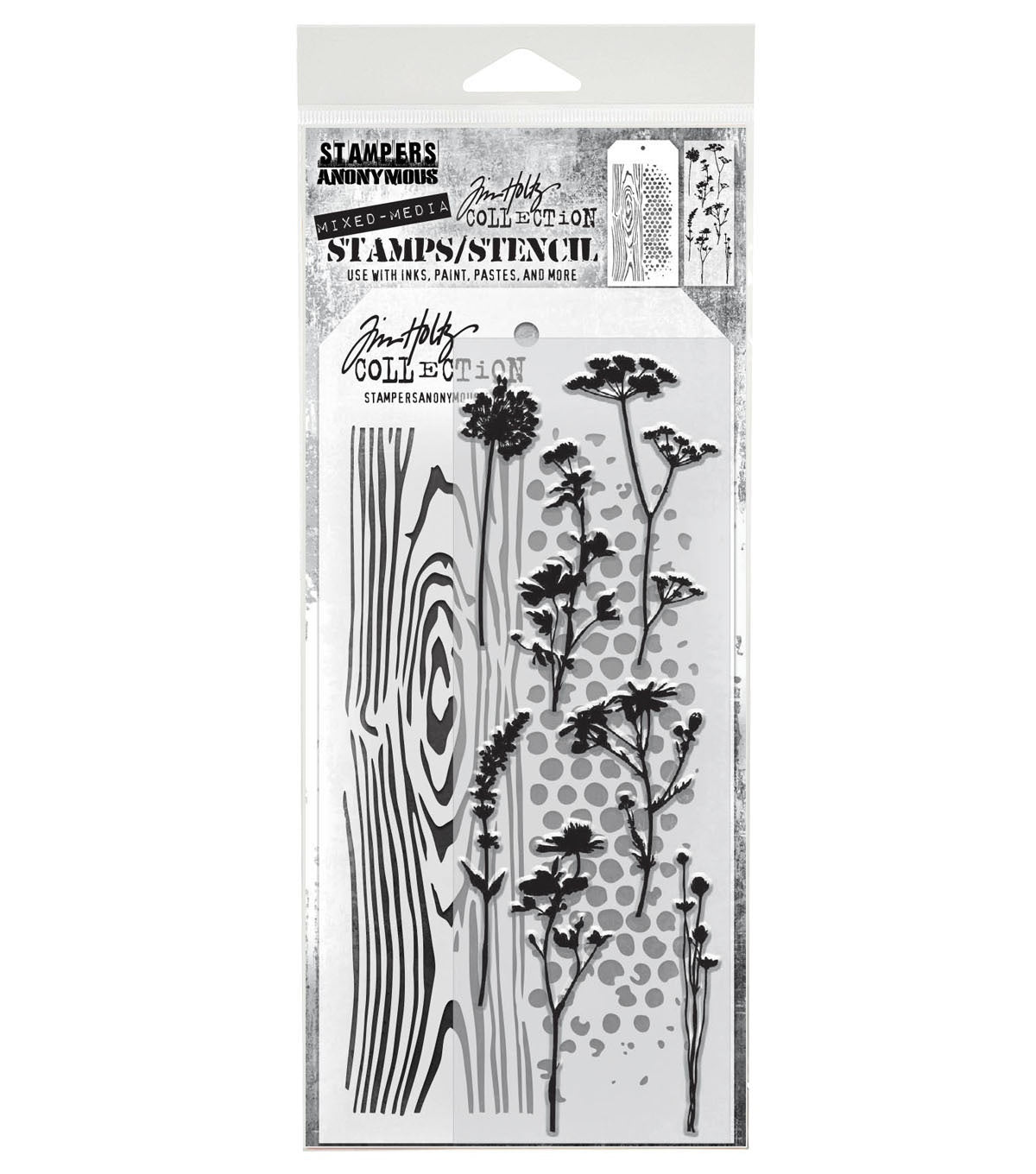 Tim Holtz - Mixed Media Set - Stamp/Stencil - Wildflower Silhouettes