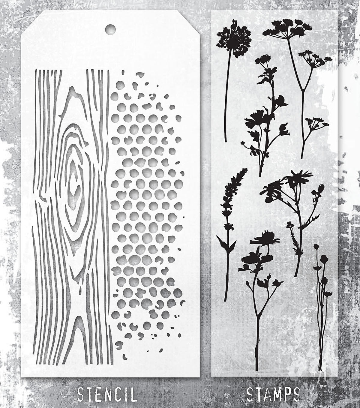 Tim Holtz - Mixed Media Set - Stamp/Stencil - Wildflower Silhouettes
