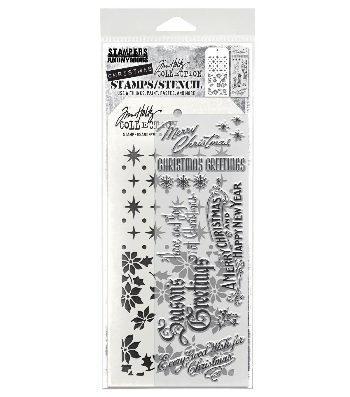 Tim Holtz - Mixed Media Set - Stamp/Stencil - Vintage Christmas