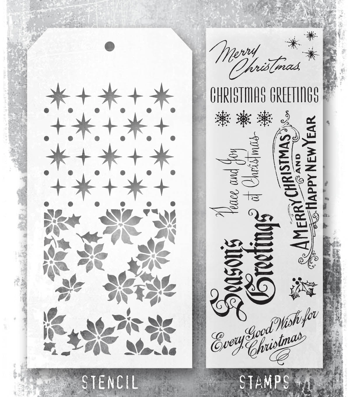 Tim Holtz - Mixed Media Set - Stamp/Stencil - Vintage Christmas