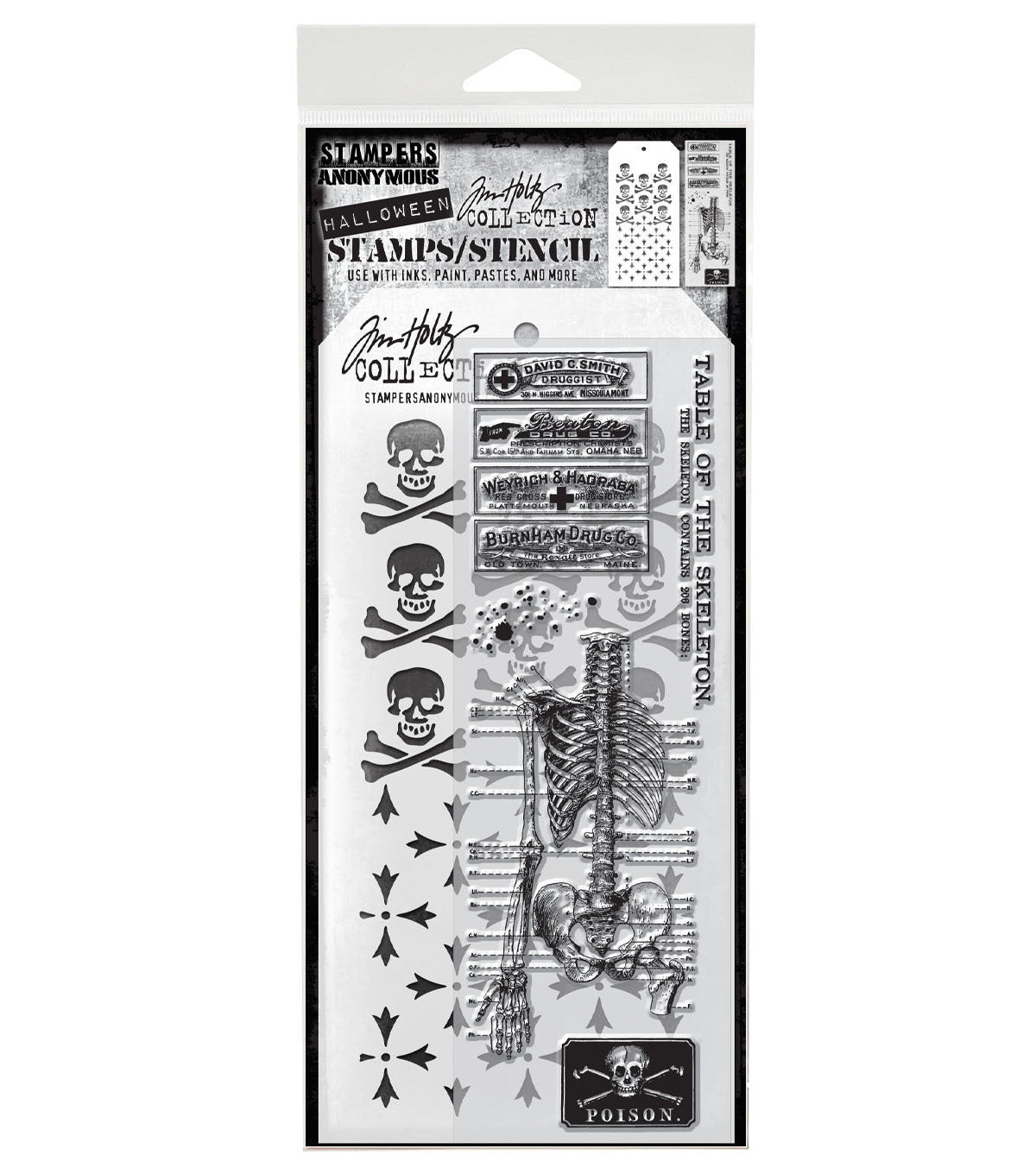 Tim Holtz - Mixed Media Set - Stamp/Stencil - Examination