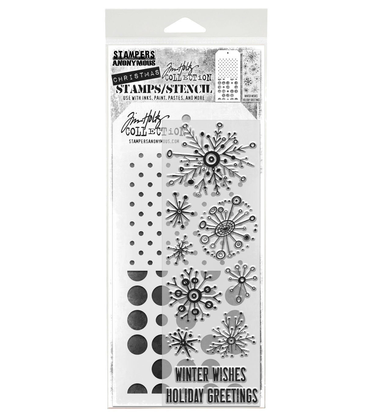 Tim Holtz - Mixed Media Set - Stamp/Stencil - Retro Flakes