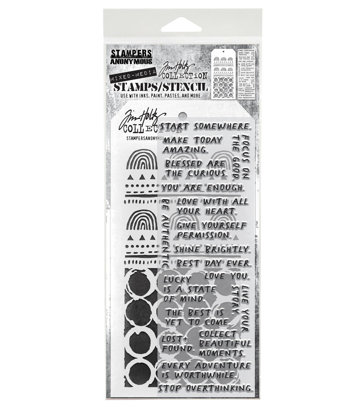 Tim Holtz - Mixed Media Set - Stamp/Stencil - Noteworthy 2