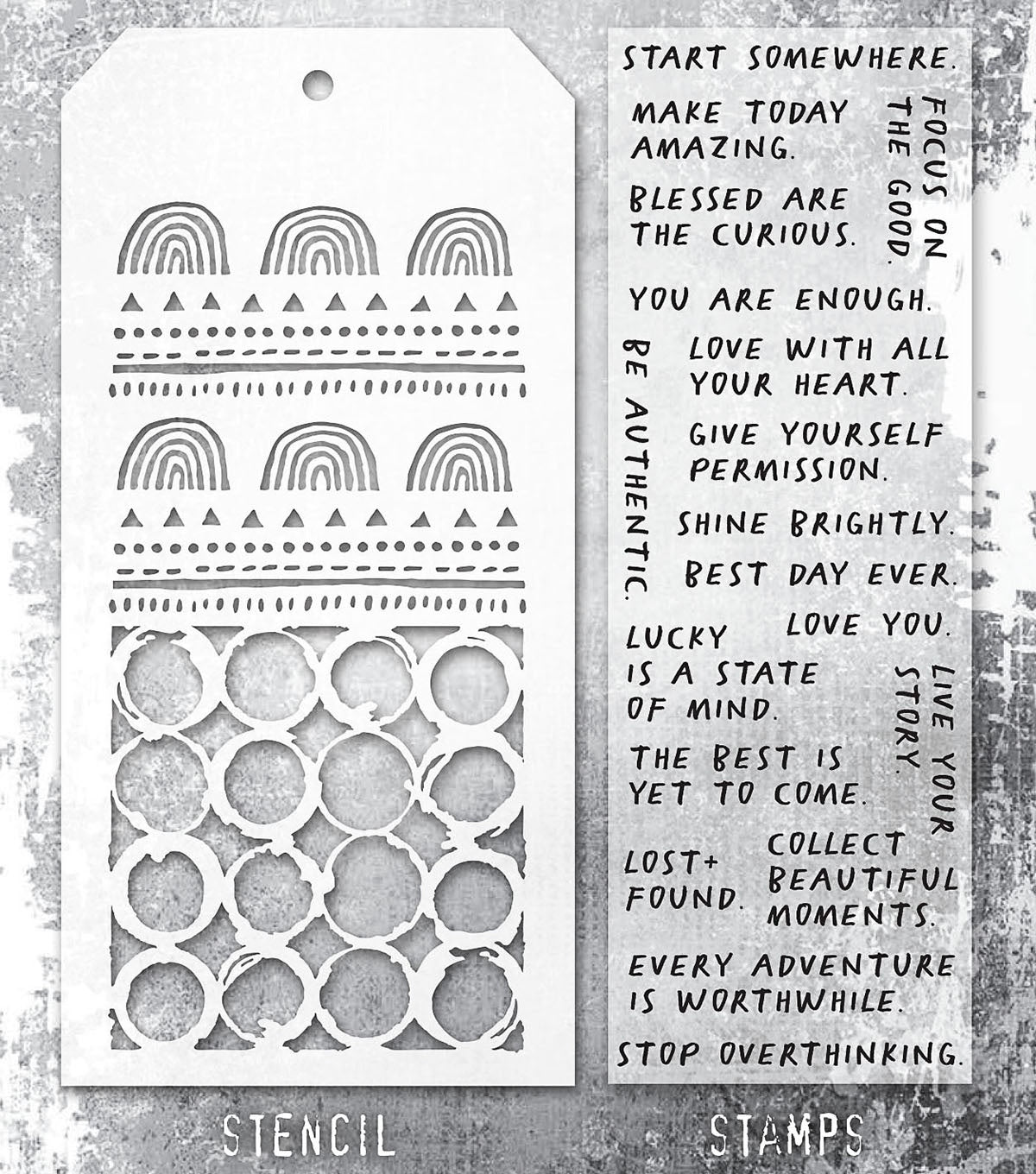 Tim Holtz - Mixed Media Set - Stamp/Stencil - Noteworthy 2