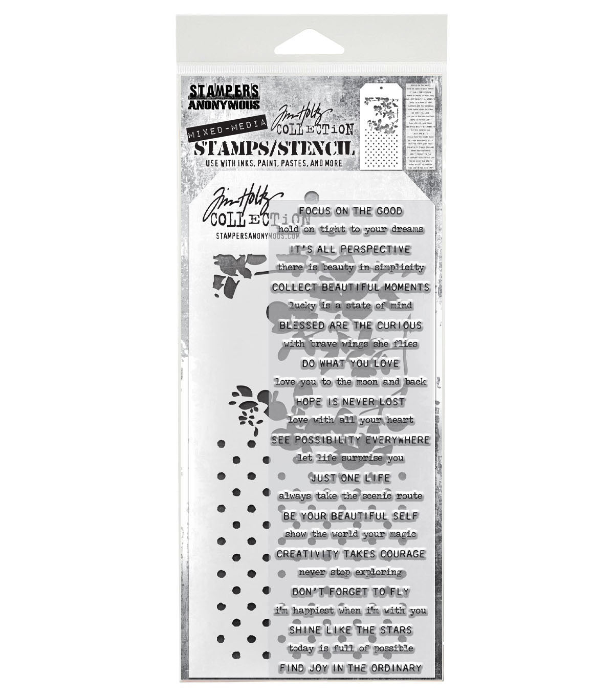 Tim Holtz - Mixed Media Set - Stamp/Stencil - Noteworthy