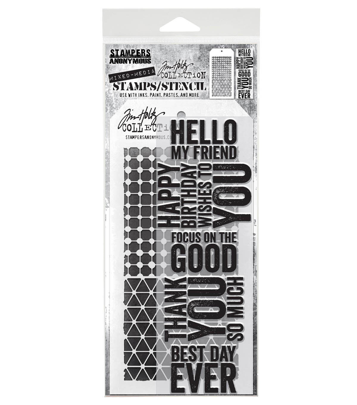 Tim Holtz - Mixed Media Set - Stamp/Stencil - Bold Sayings