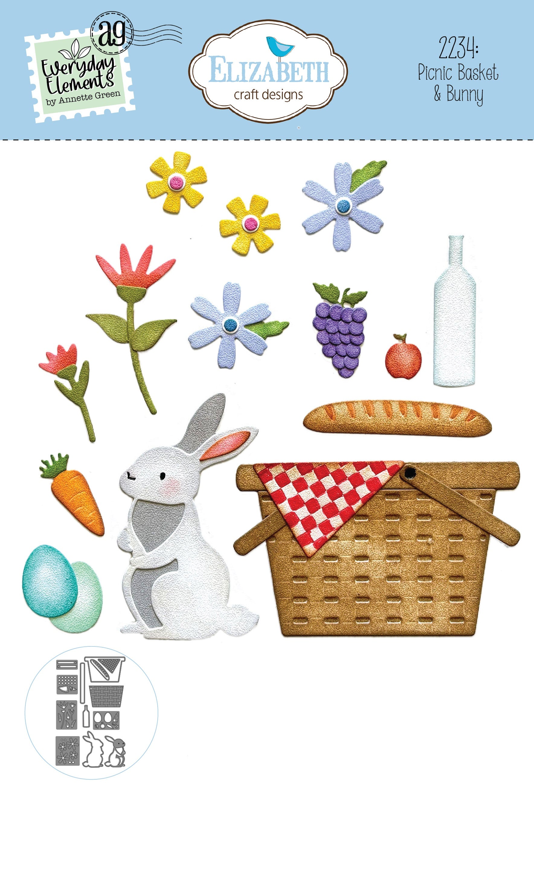 Elizabeth Craft - Dies - Picnic basket & bunny